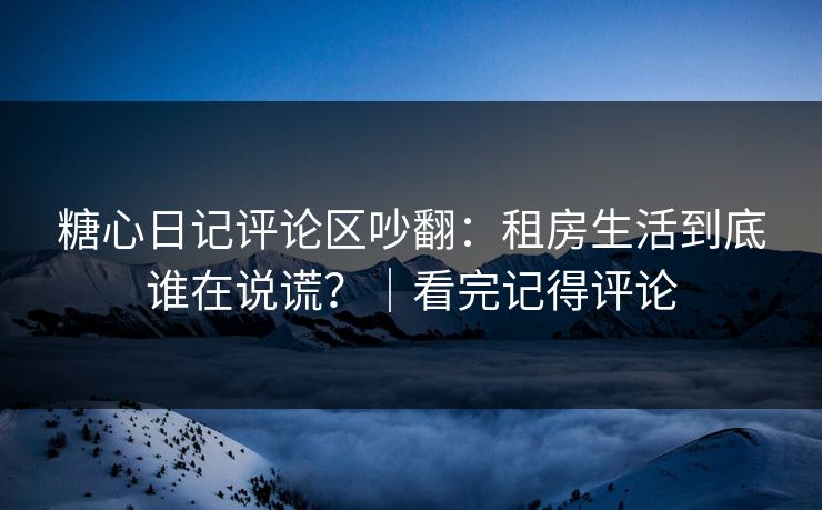 糖心日记评论区吵翻:租房生活到底谁在说谎?|看完记得评论