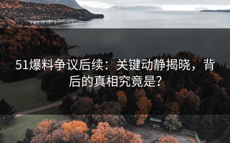 51爆料争议后续:关键动静揭晓,背后的真相究竟是? 51爆料争议后续:关键动静揭晓,背后的真相究竟是?