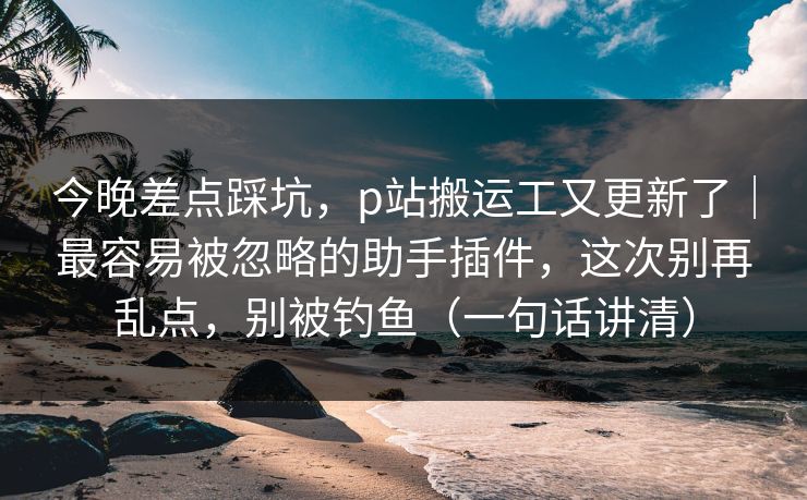 今晚差点踩坑，p站搬运工又更新了｜最容易被忽略的助手插件，这次别再乱点，别被钓鱼（一句话讲清）