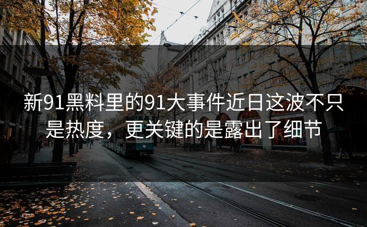 新91黑料里的91大事件近日这波不只是热度，更关键的是露出了细节